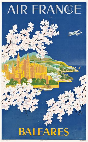 VARIOUS ARTISTS. AIR FRANCE. Two small format posters. Circa 1950s. Each approximately 19½x12¼ inches, 49½x31 cm.